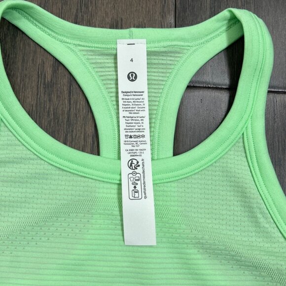 Lululemon NWT Swiftly Tech Cropped Racerback Tank Top 2.0 Citra Lime - Picture 6 of 8